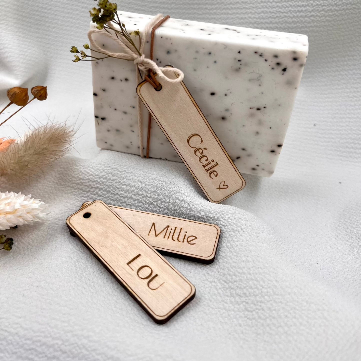 Rechthoekig houten label doopsuiker DIY set van 10st