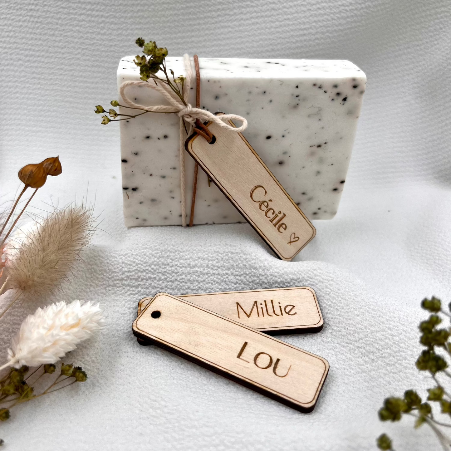 Rechthoekig houten label doopsuiker DIY set van 10st