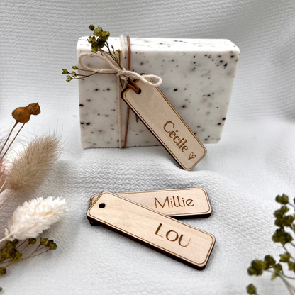 Rechthoekig houten label doopsuiker DIY set van 10st