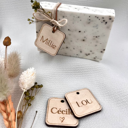 Vierkant houten label doopsuiker DIY set van 10st